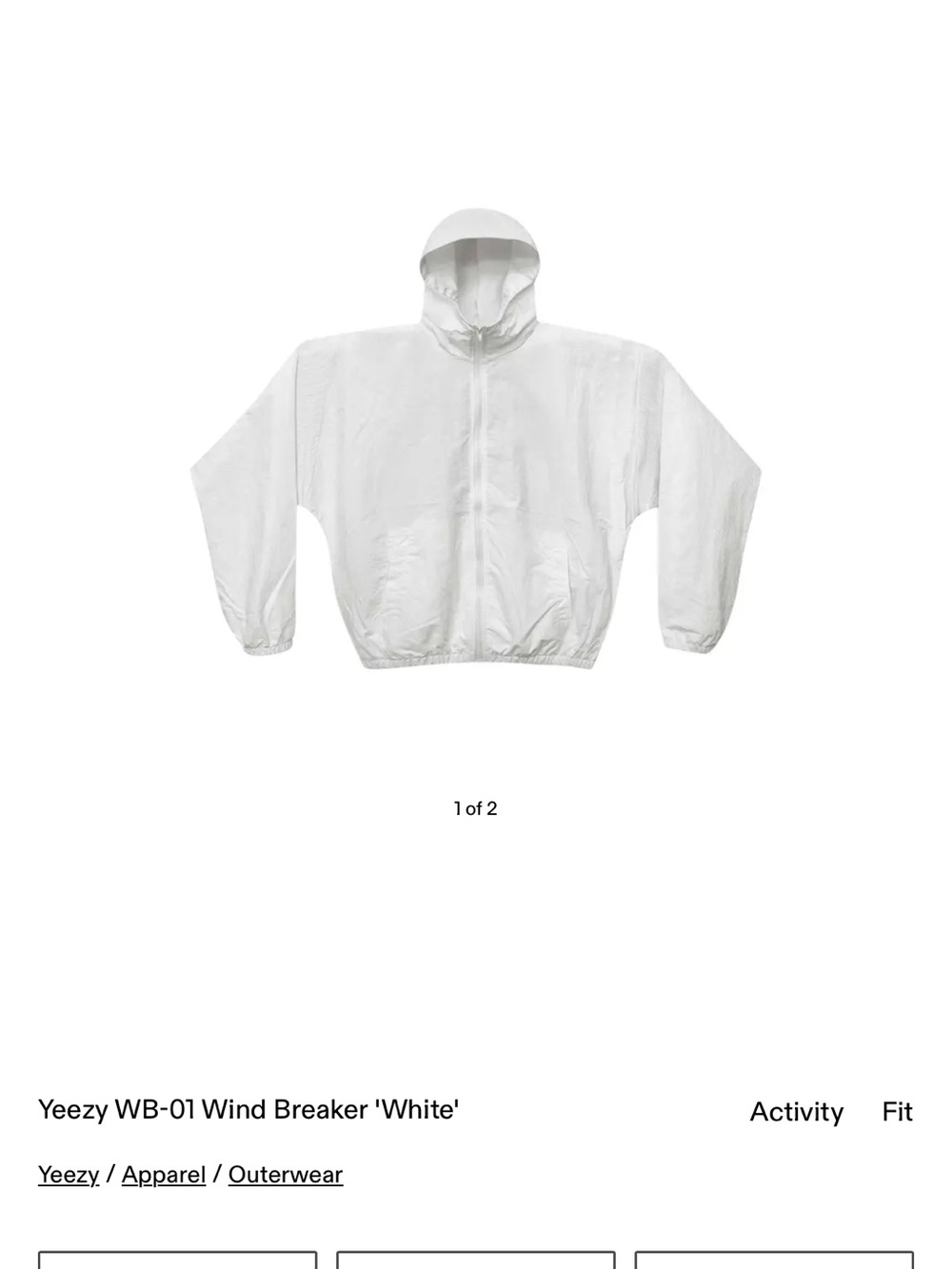 Yeezy White Hooded Windbreaker Jacket